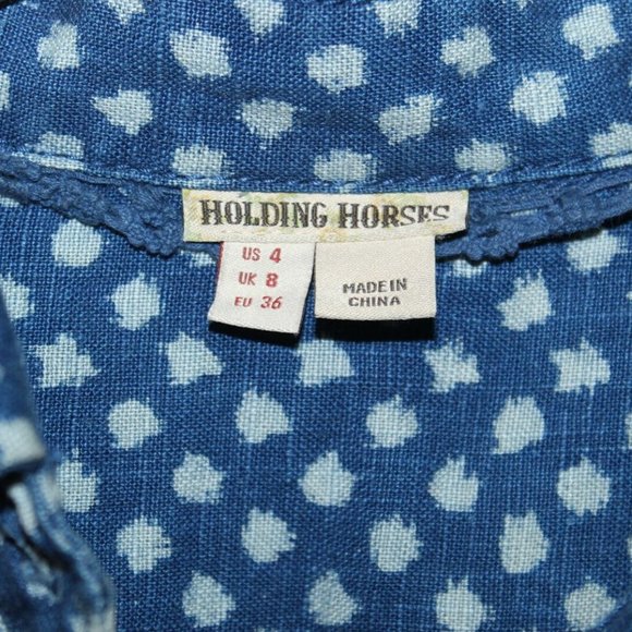 Holding Horses Dotted Linen Shirt Dress HW8971 - Picture 5 of 8